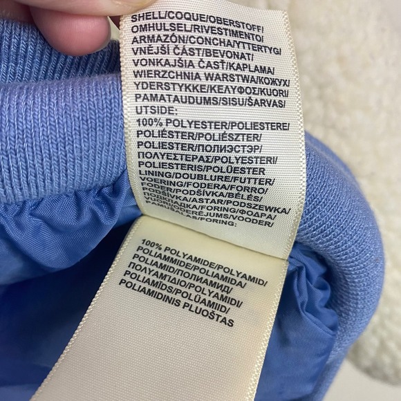 Wrangler Womens Sherpa Bomber Jacket Cream Blue Logo Varsity Size Small - Picture 6 of 9